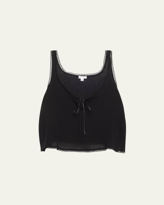 Vivi Cropped Lace-Trim Cotton Tank